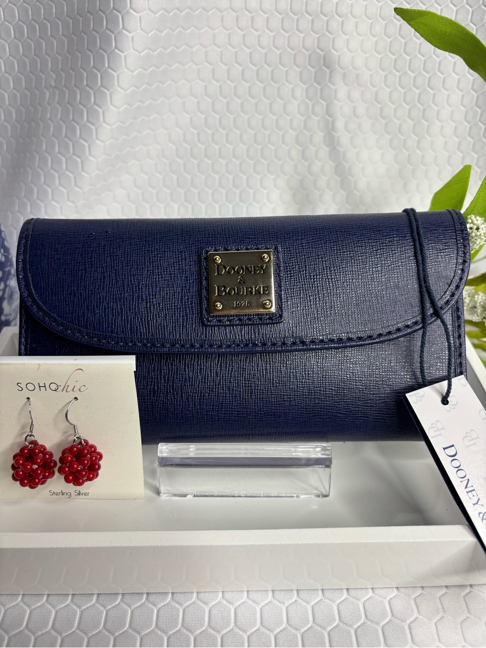 Dooney & Bourke Navy Blue Leather Clutch